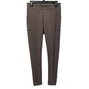Loft‎ Slim Fit 2 Pocket Ponte Knit Leggings Black Red Gray Plaid Size Small NWOT